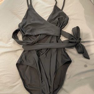 Aerie Black Wrap Swimsuit